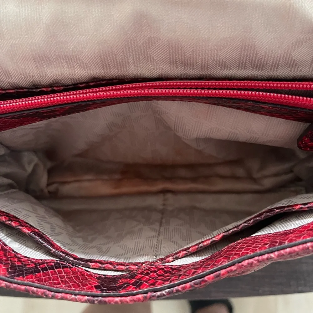 Red and black python leather Micheal Kors bag/ gold hardware. Condition good. - Picture 5 of 11